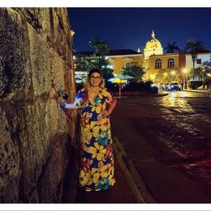 Plunging Floral Maxi Dress